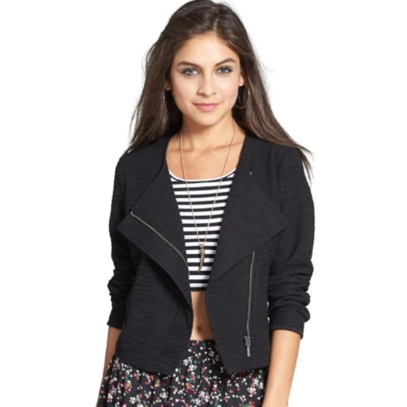 Stoosh Jackets & Blazers - Nordstrom Stoosh Black Zip Up Moto Jacket
